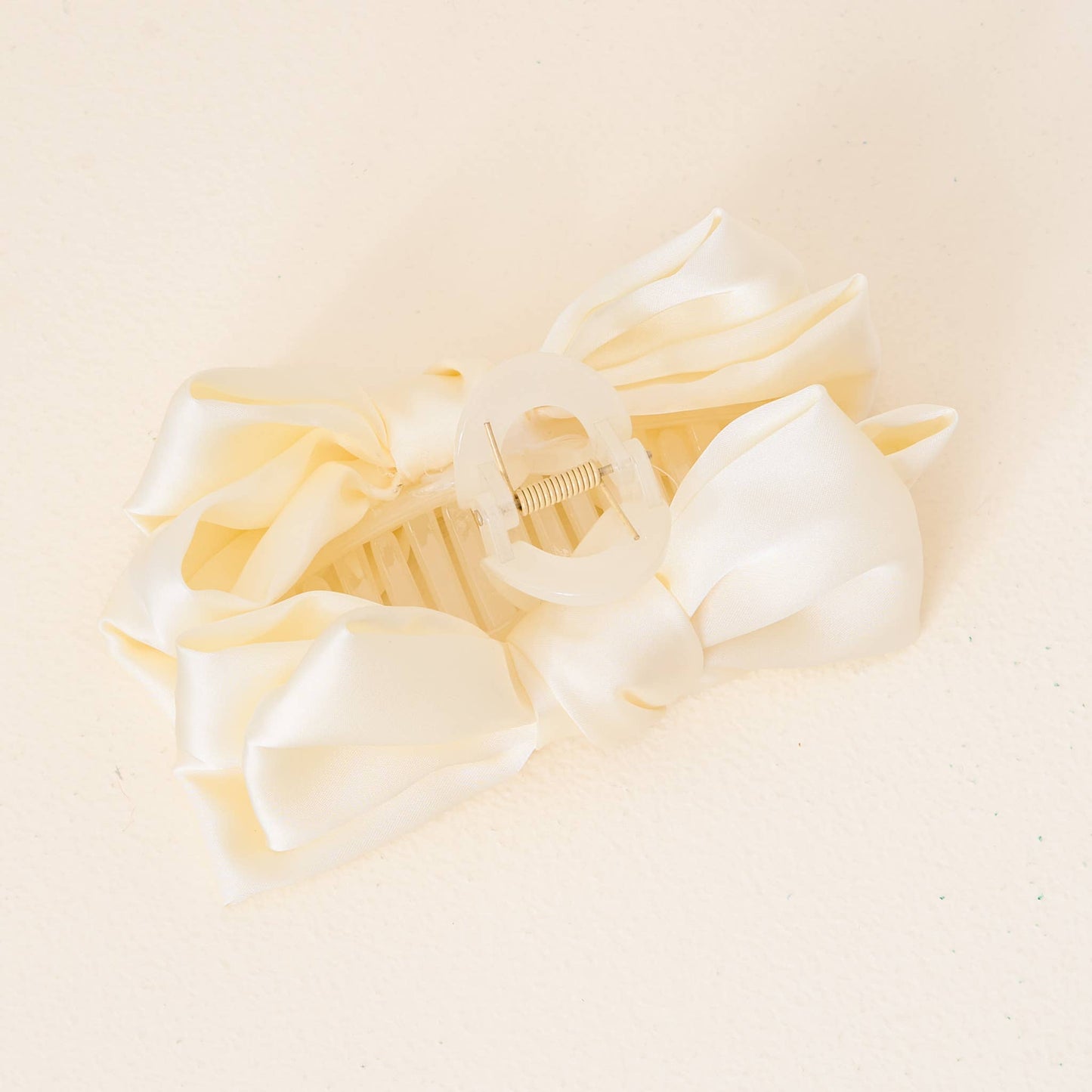 Satin Bow Claw Clip - Cream