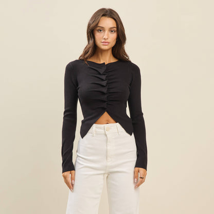 Cora Pleated Long Sleeve Top