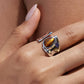 Jaspe Silver Non-Tarnish Tiger Eye Statement Ring
