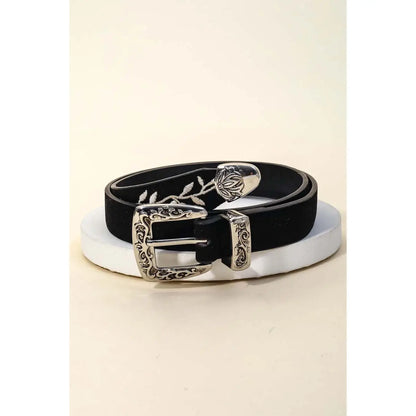 Vine Embroidered Faux Leather Fashion Belt