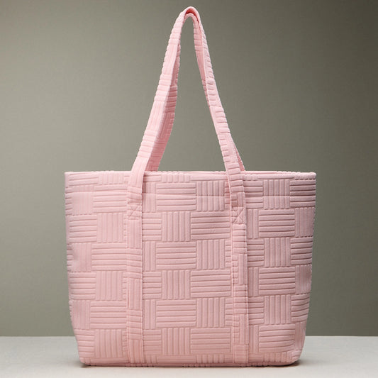 Luxe Terry Grid Pattern Tote & Beach Bag