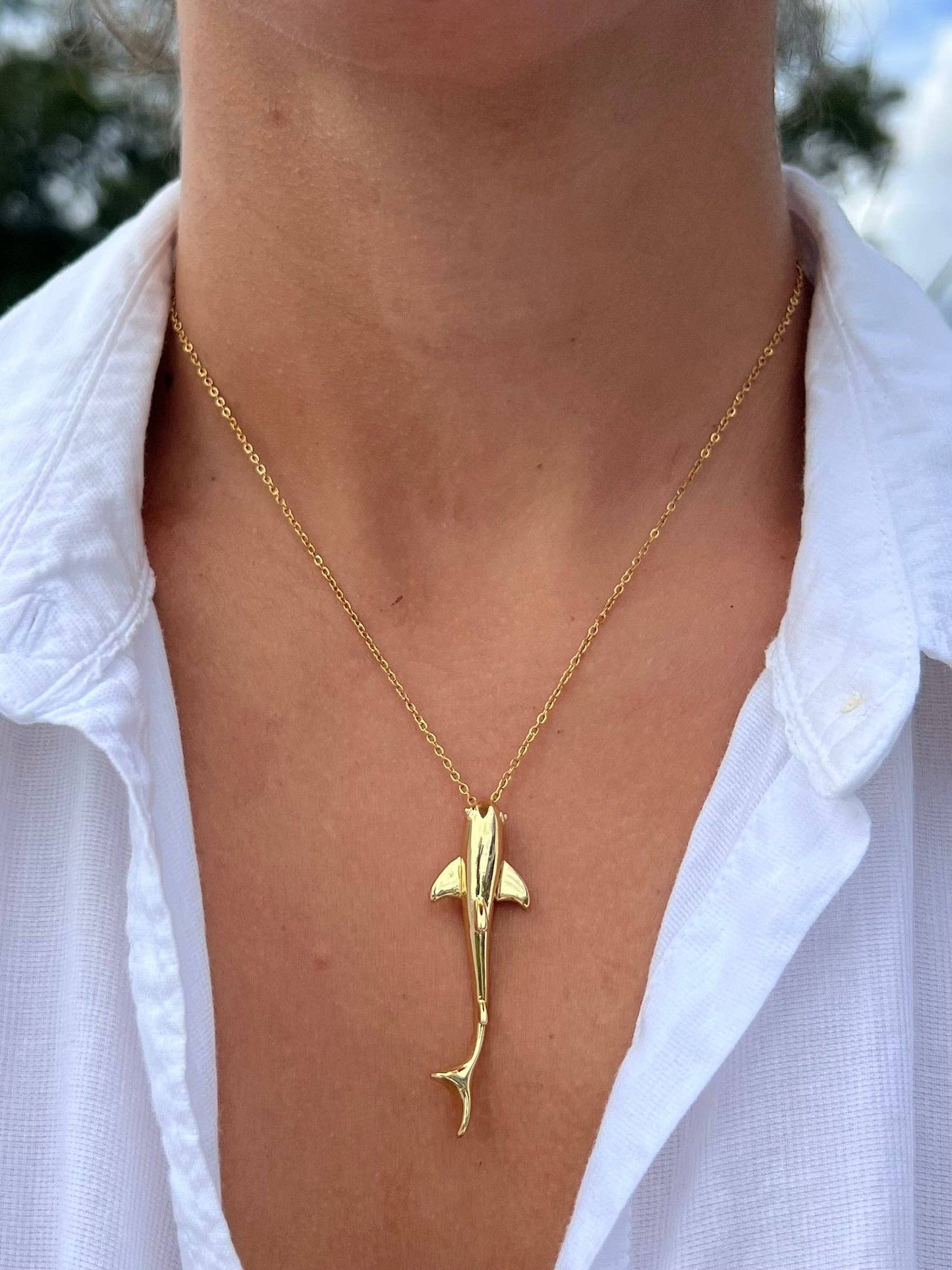 Large Shark Necklace | Waterproof Surfer Beach Jewelry