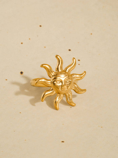 Solstice 18K Gold Non-Tarnish Boho Sun Statement Ring