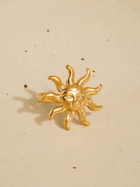 Solstice 18K Gold Non-Tarnish Boho Sun Statement Ring