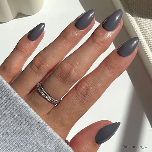 Ash Gray Press-On Nails - Short Almond