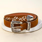 Vine Embroidered Faux Leather Fashion Belt