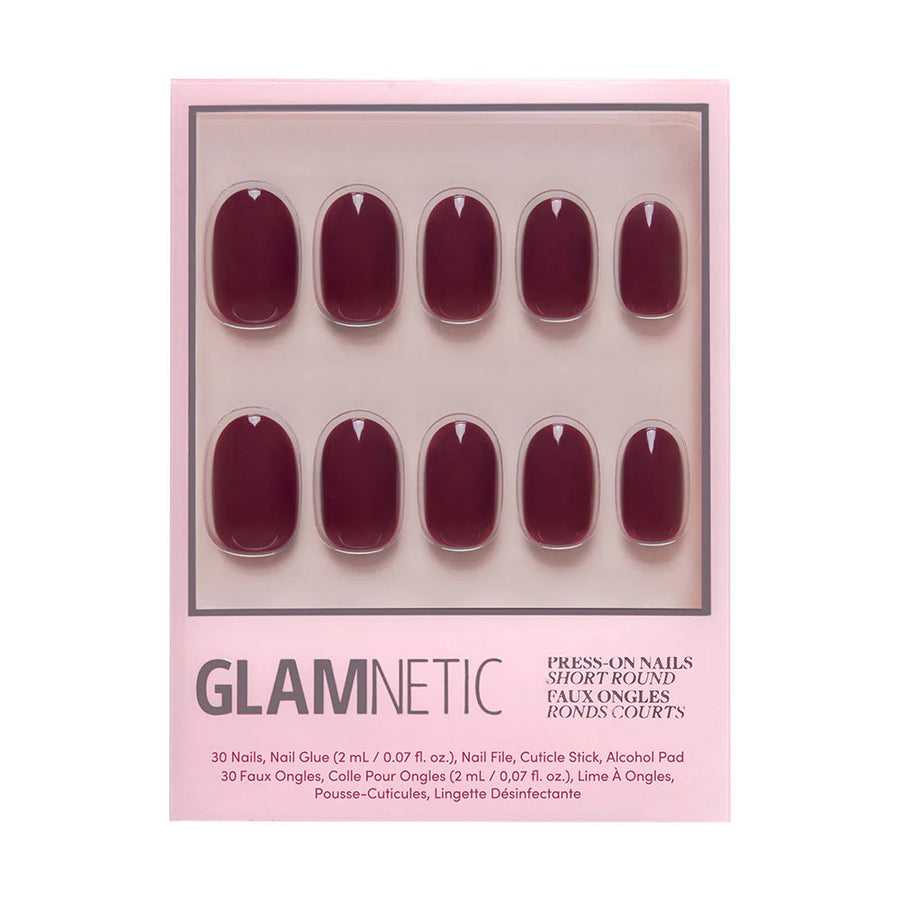 Berry Maroon Press-On Nails - Short Round