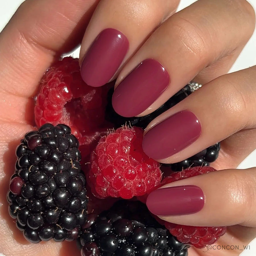 Berry Maroon Press-On Nails - Short Round