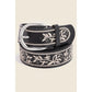 Floral Embroidered Pattern Faux Leather Belt