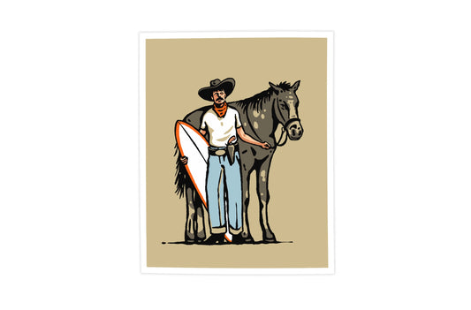 Old Red Surf Cowboy Print - 8x10