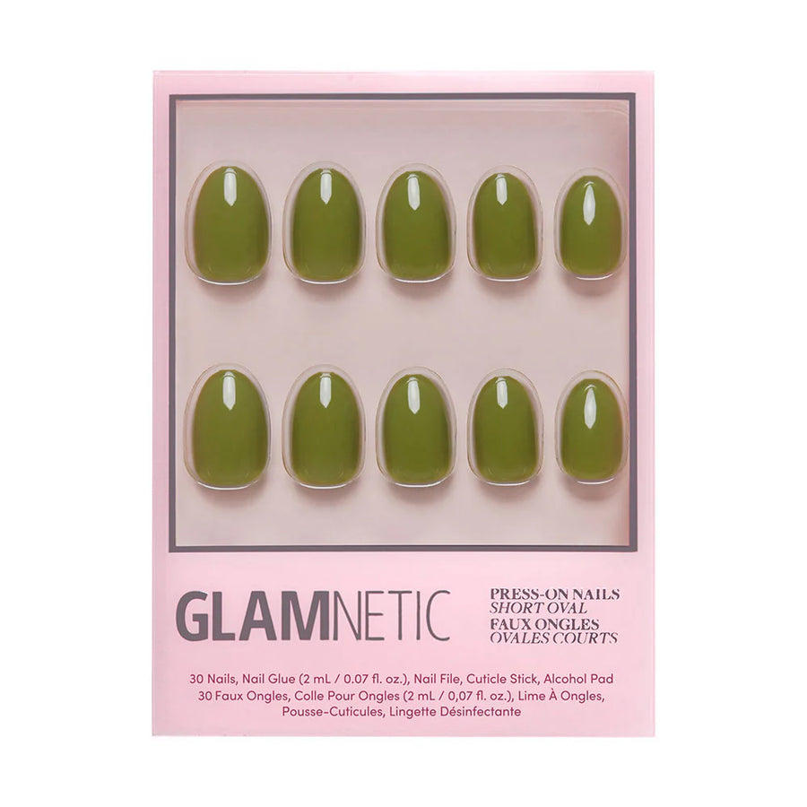 Moss Green Press-On Nails - Short Oval