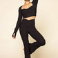 PopFlex Crisscross Hourglass® Flared Leggings with Pockets - Black