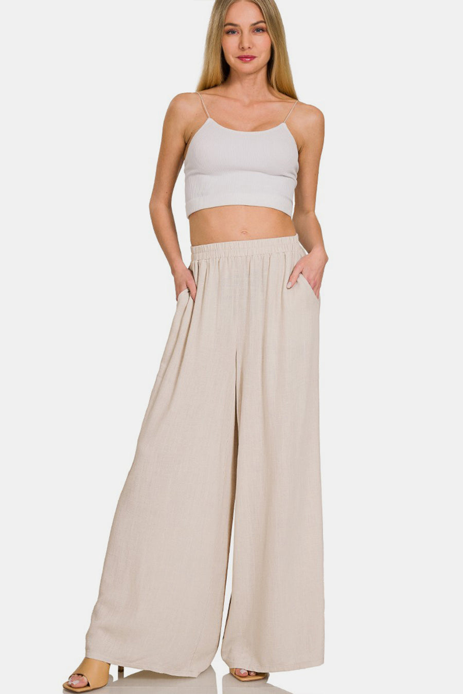 Always Near Pleated Linen Blend Pants - Sand