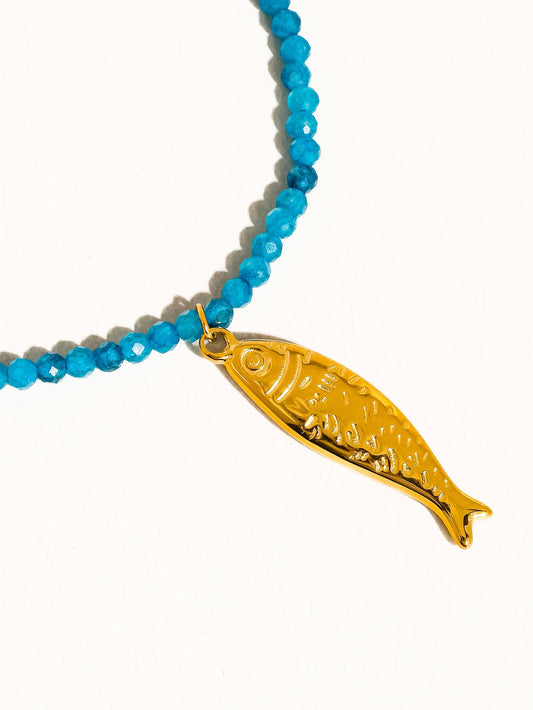 Sasha 18K Gold Non-Tarnish Fish Beaded Necklace