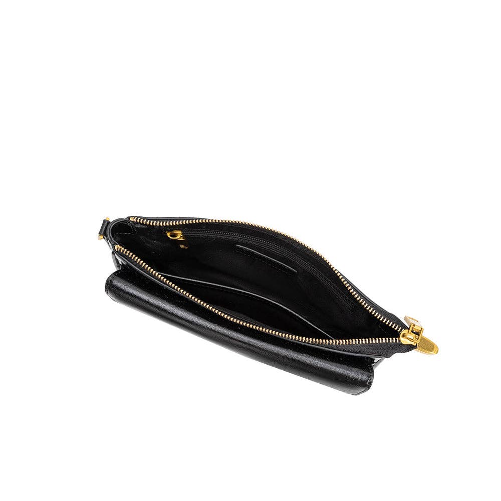 Aria Black Recycled Vegan Leather Shoulder Bag