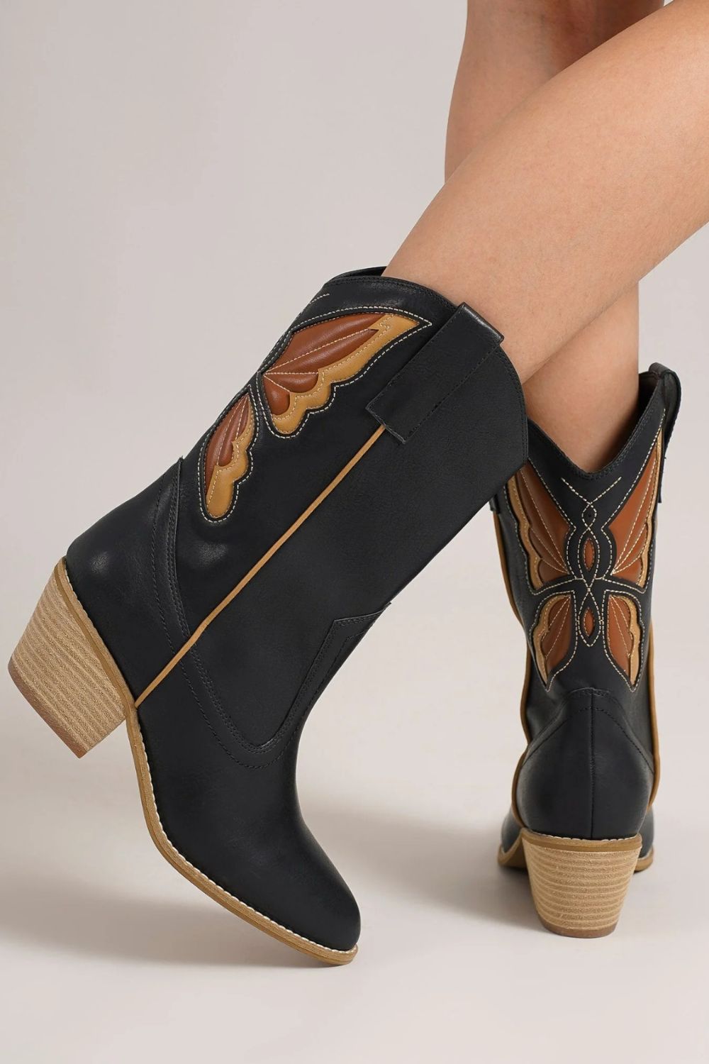 Monarch Butterfly Cut Detail Point Toe Boots