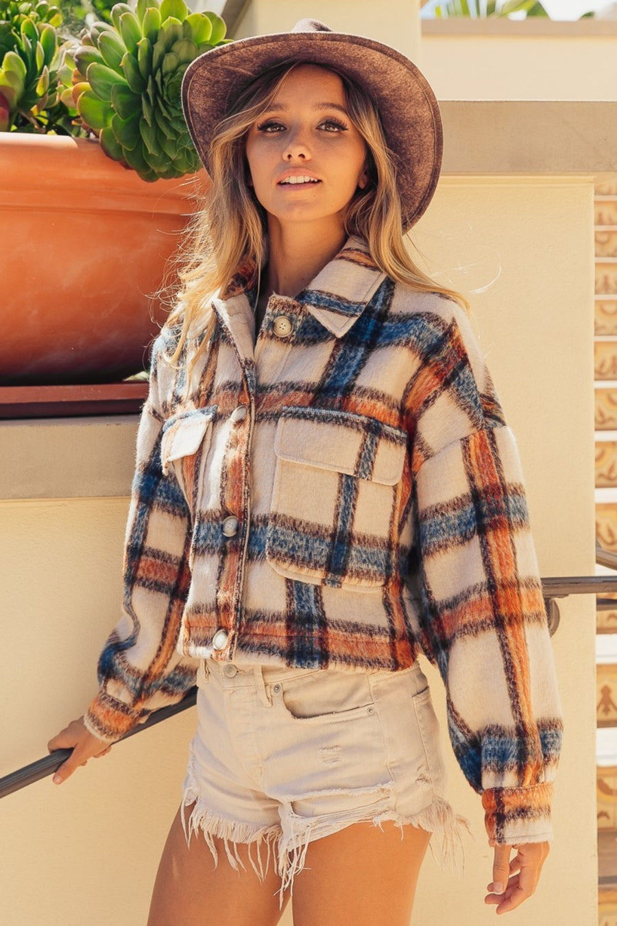 Santa Fe Plaid Crop Jacket