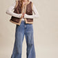 Nelson Embroidered Faux Suede Shearling Vest