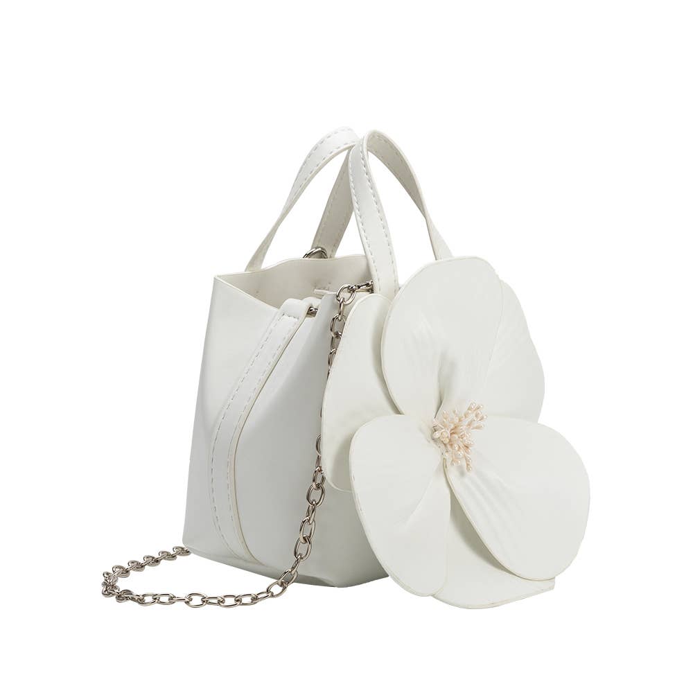 Monroe Ivory Flower Recycled Vegan Top Handle Bag