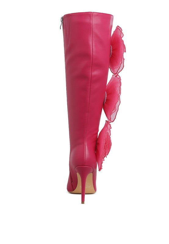 Chikara Sheer Big Rose Detail Long Boots