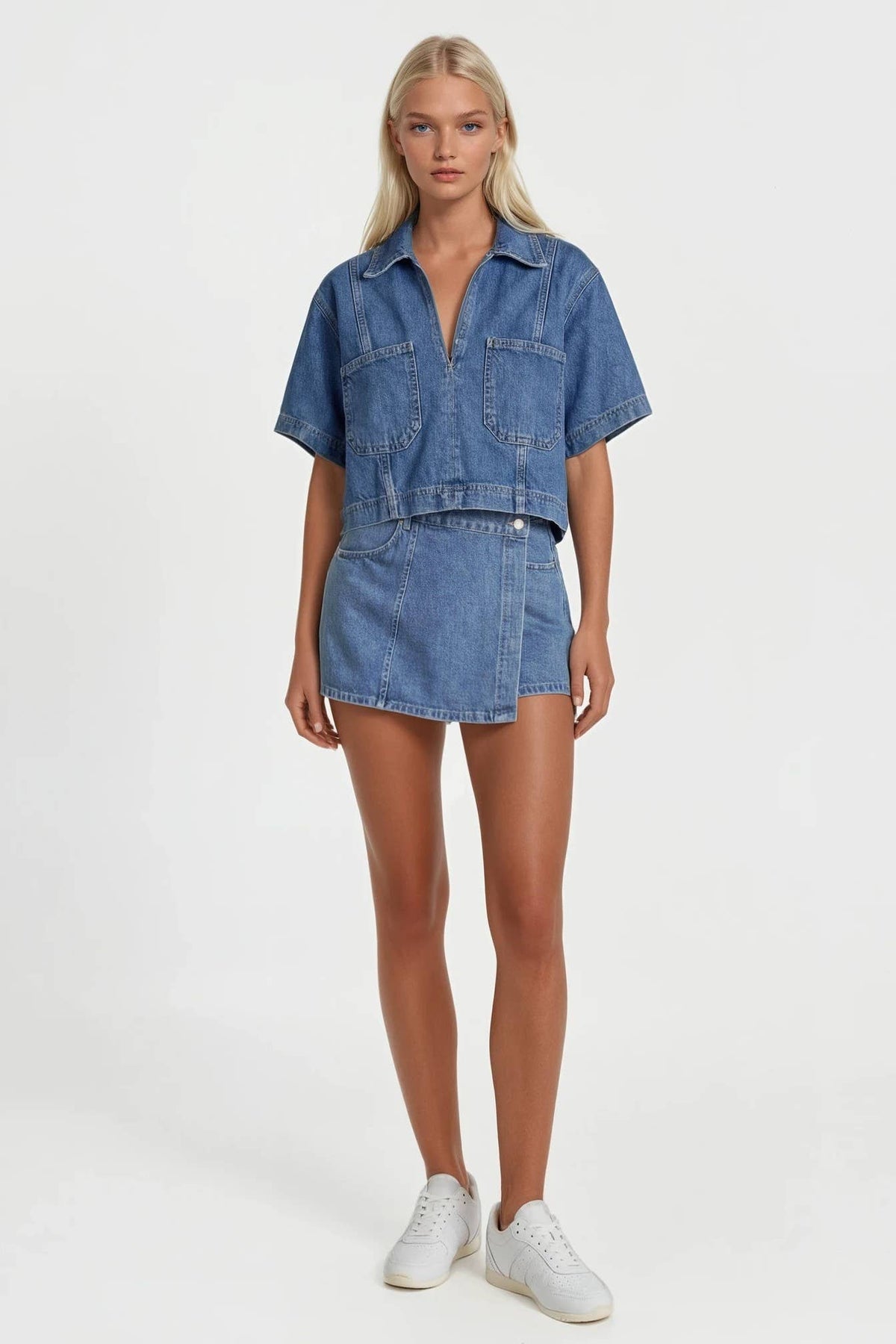 Sally Cropped Denim Top