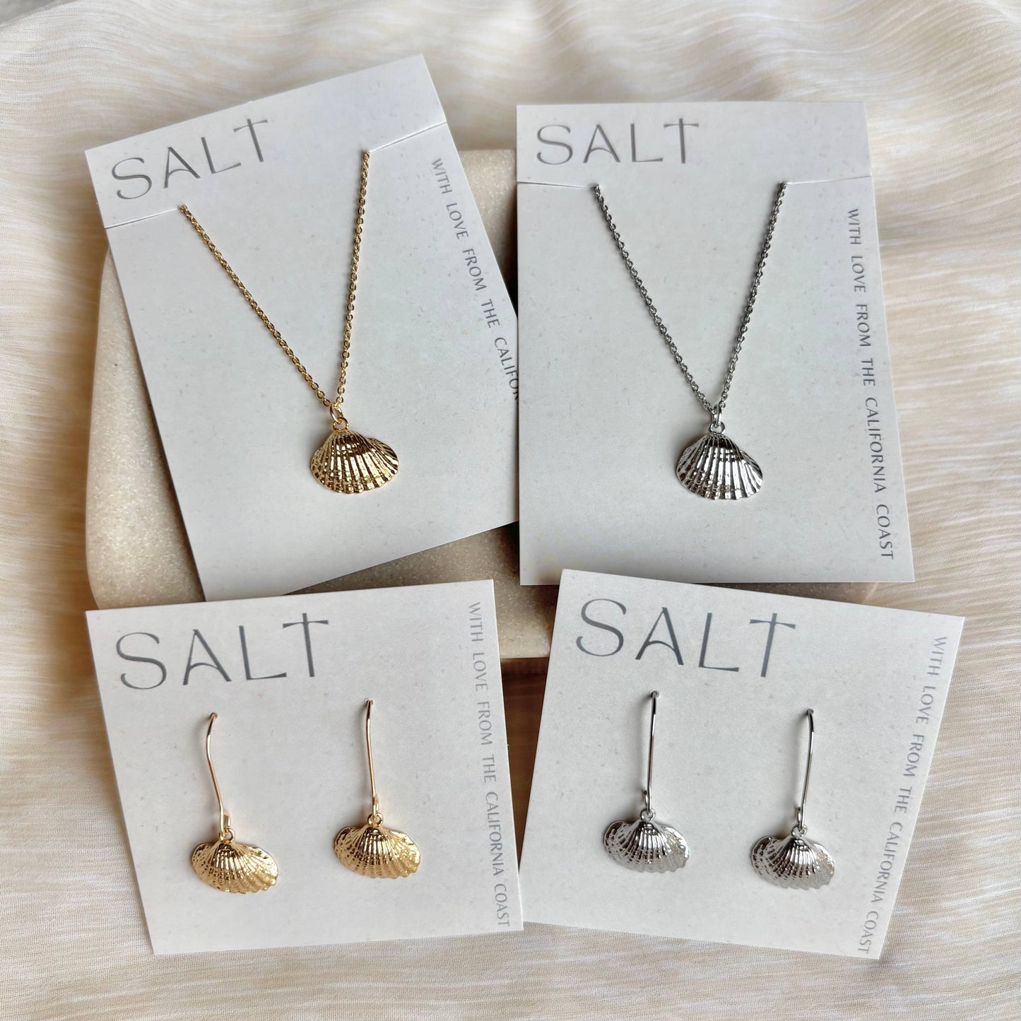 Scallop Shell Drop Earrings - Gold or Silver