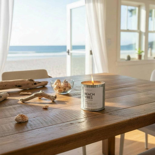 Beach Vibes Rustic Wood Wick Candle