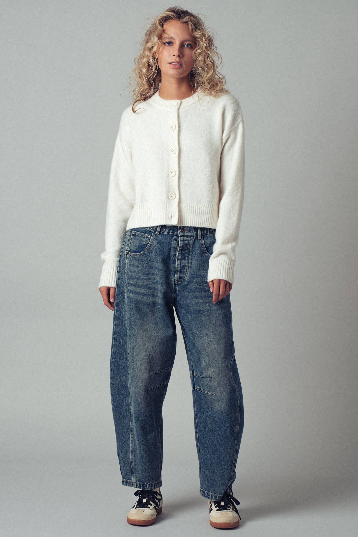 Melanie Relaxed Wool Blend Button-Up Cardigan