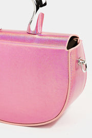 Bolso con asa superior semicircular brillante Fame