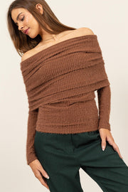 Porsha Off Shoulder Textured Knit Top