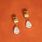 Glissade 18K Gold Non-Tarnish CZ Drop Huggie Earrings