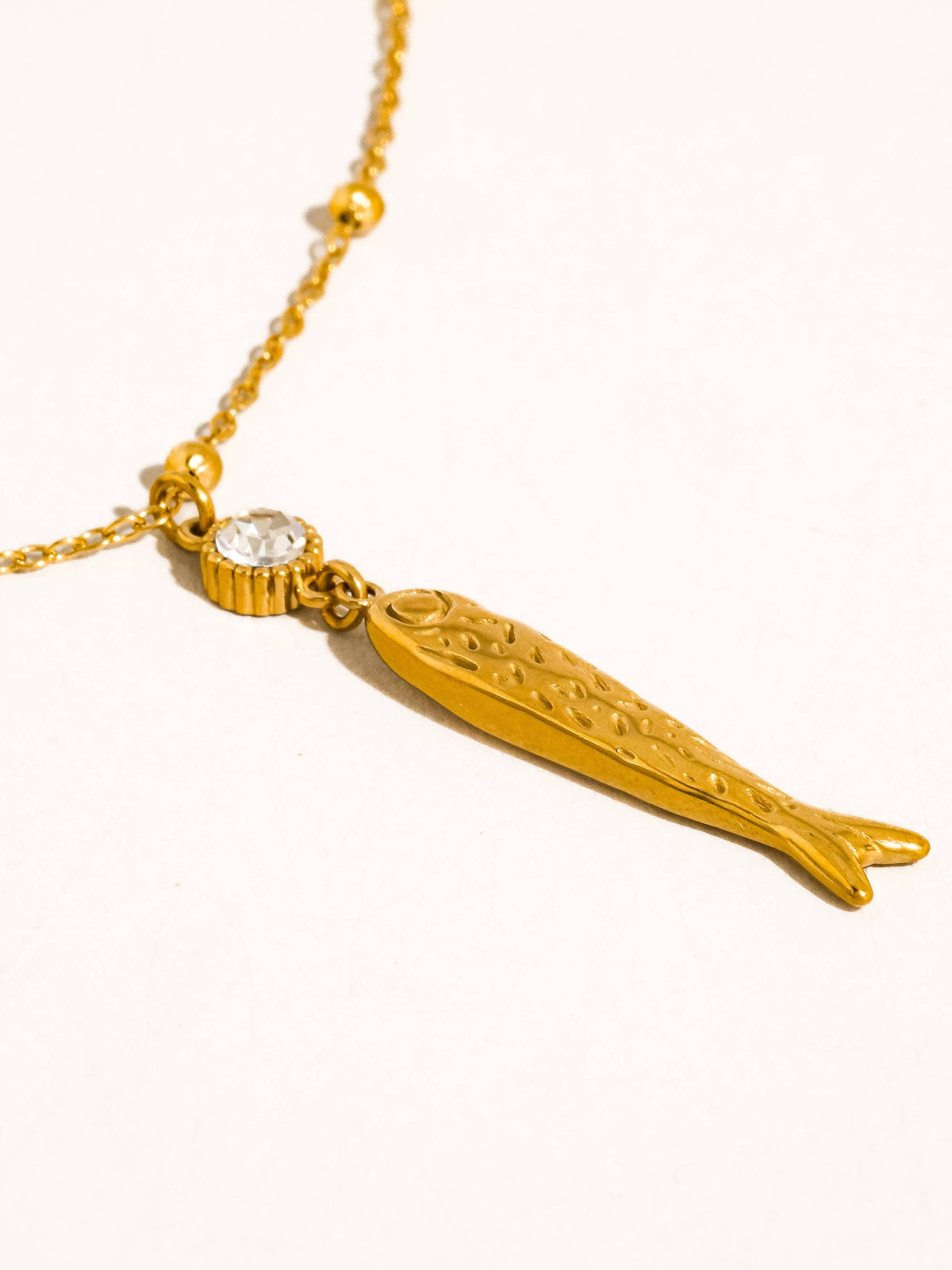 Leni 18K Gold Non-Tarnish CZ Fish Pendant Necklace