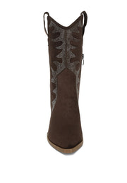 Rambler Rhinestone Embellished Calf Boots