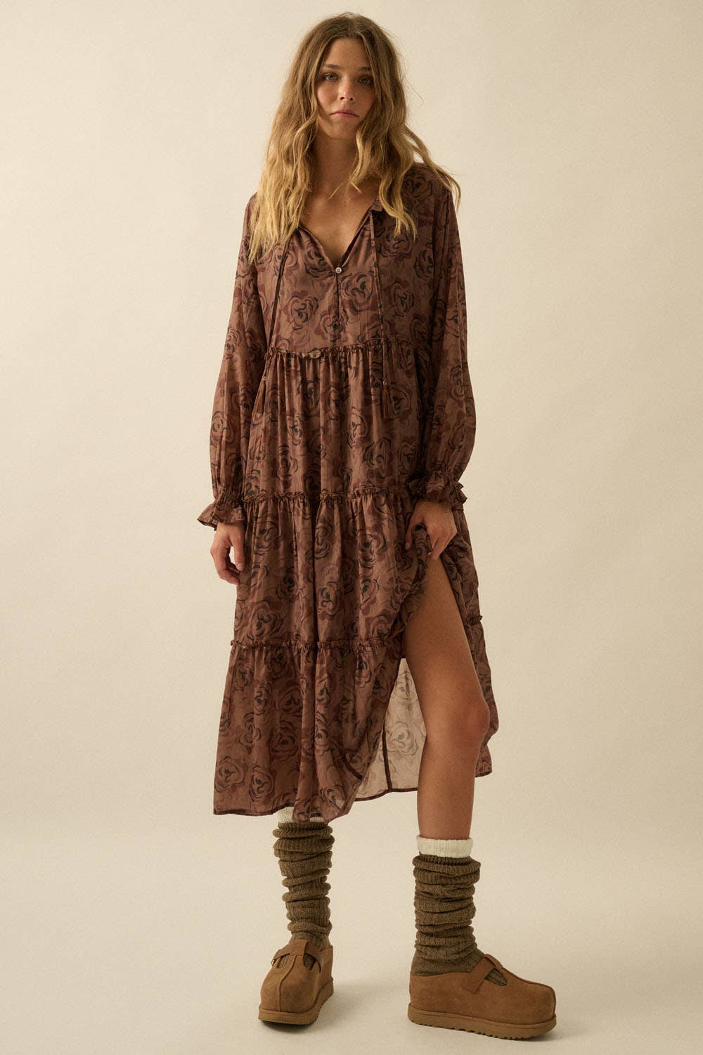 Mojave Floral Tiered Midi Dress