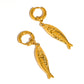 Nibe 18K Gold Non-Tarnish Fish Hoop Earrings