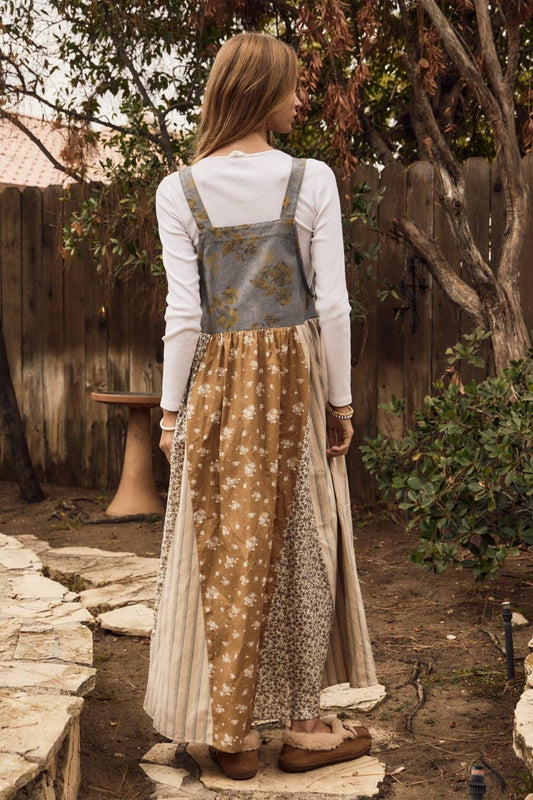 Sienna Mixed Floral Print Overall Maxi Dress