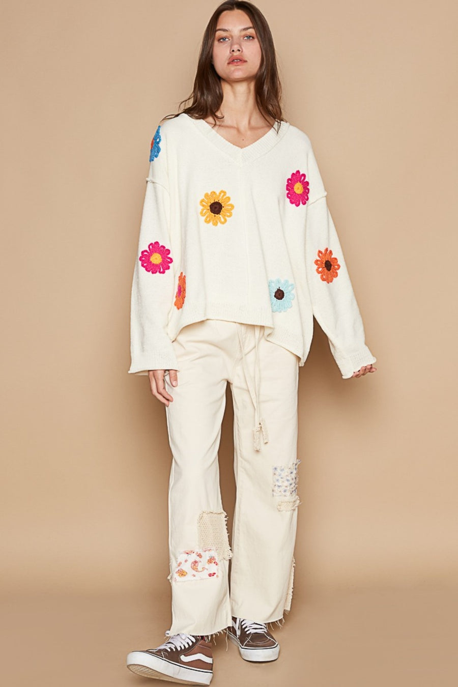 Flower Patches Long Sleeve Sweater