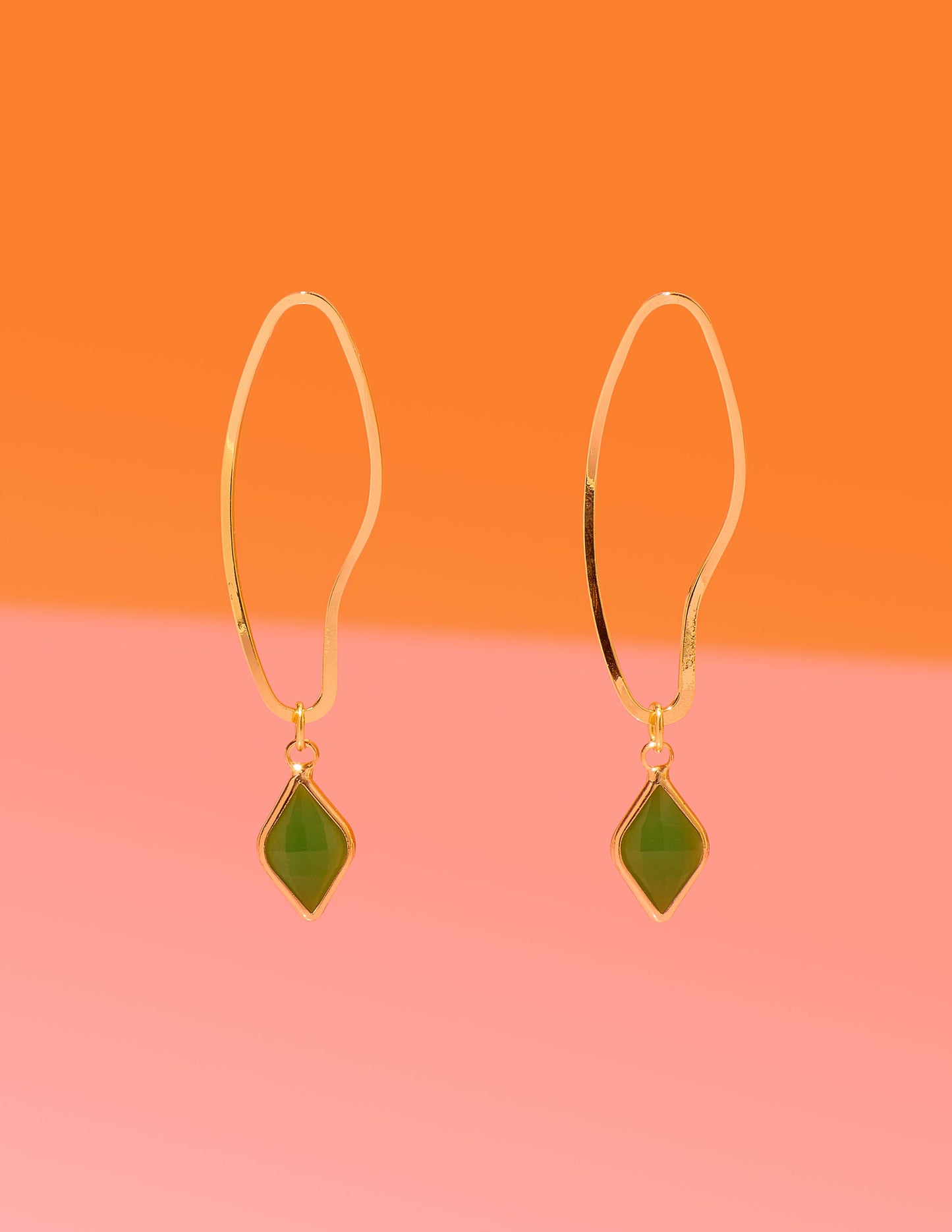 Abstract Dainty Hoops - Green