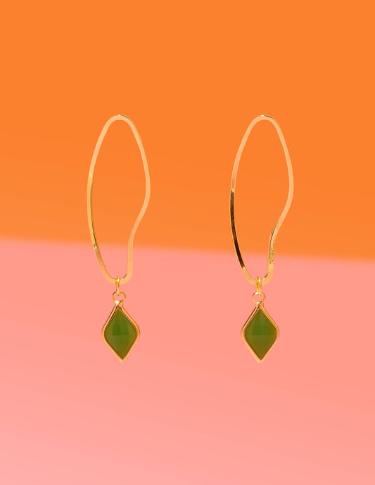 Abstract Dainty Hoops - Green