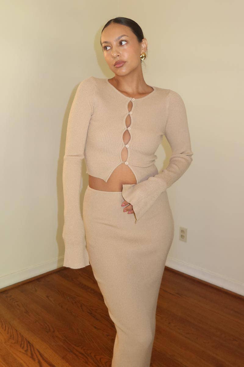 Wendy Knit Cardigan & Maxi Skirt Set