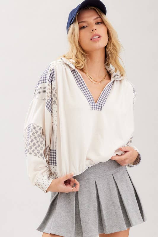 Cascades Patch Printed Slouchy Top