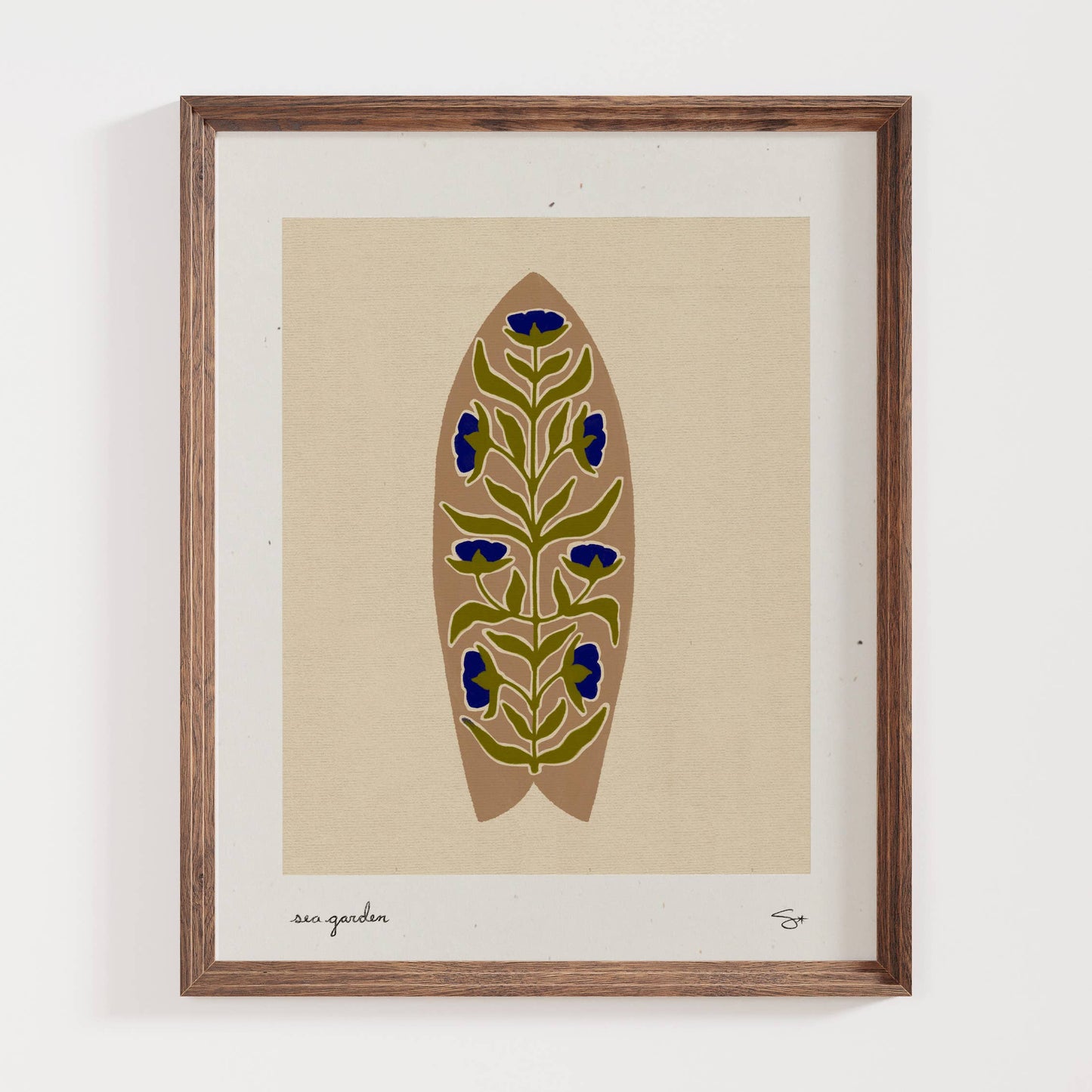 Beige Sea Garden | Surfboard Print