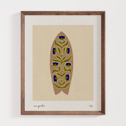 Beige Sea Garden | Surfboard Print