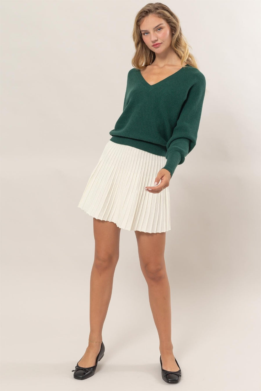 Tatyana Pleated Flare Mini Skirt - Cream