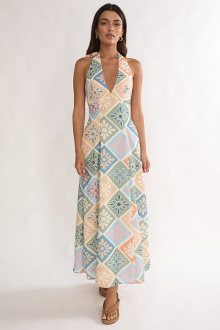 Raye Floral Tile Maxi Dress