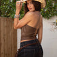 Dallas Floral Embroidered Bustier Top
