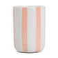 Peach Striped Ceramic Candle: Vibrant Rose & Rhubarb