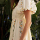 Gretchen Floral Vine Embroidery Midi Dress