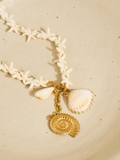Island 18K Gold Non-Tarnish Boho Shell Charm Necklace