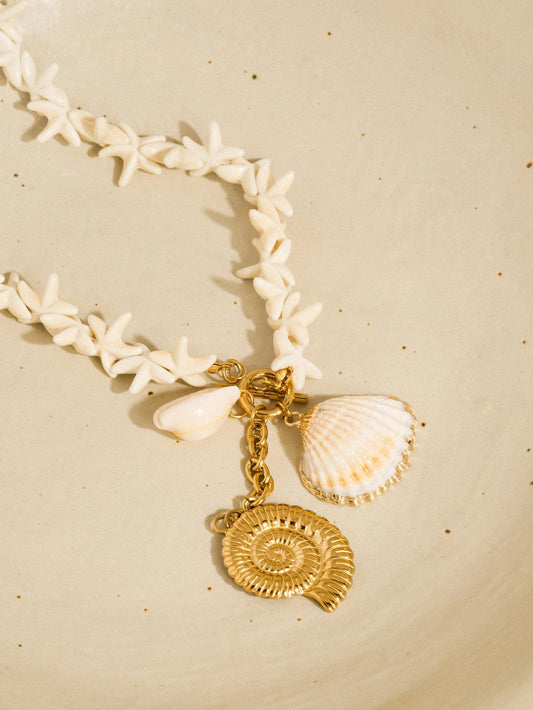 Island 18K Gold Non-Tarnish Boho Shell Charm Necklace